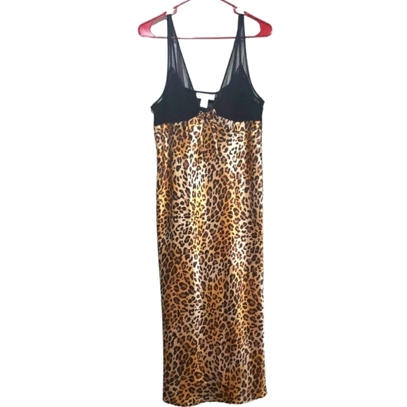 Morgan Taylor Lingerie Long Slip Dress Animal Print Size L
